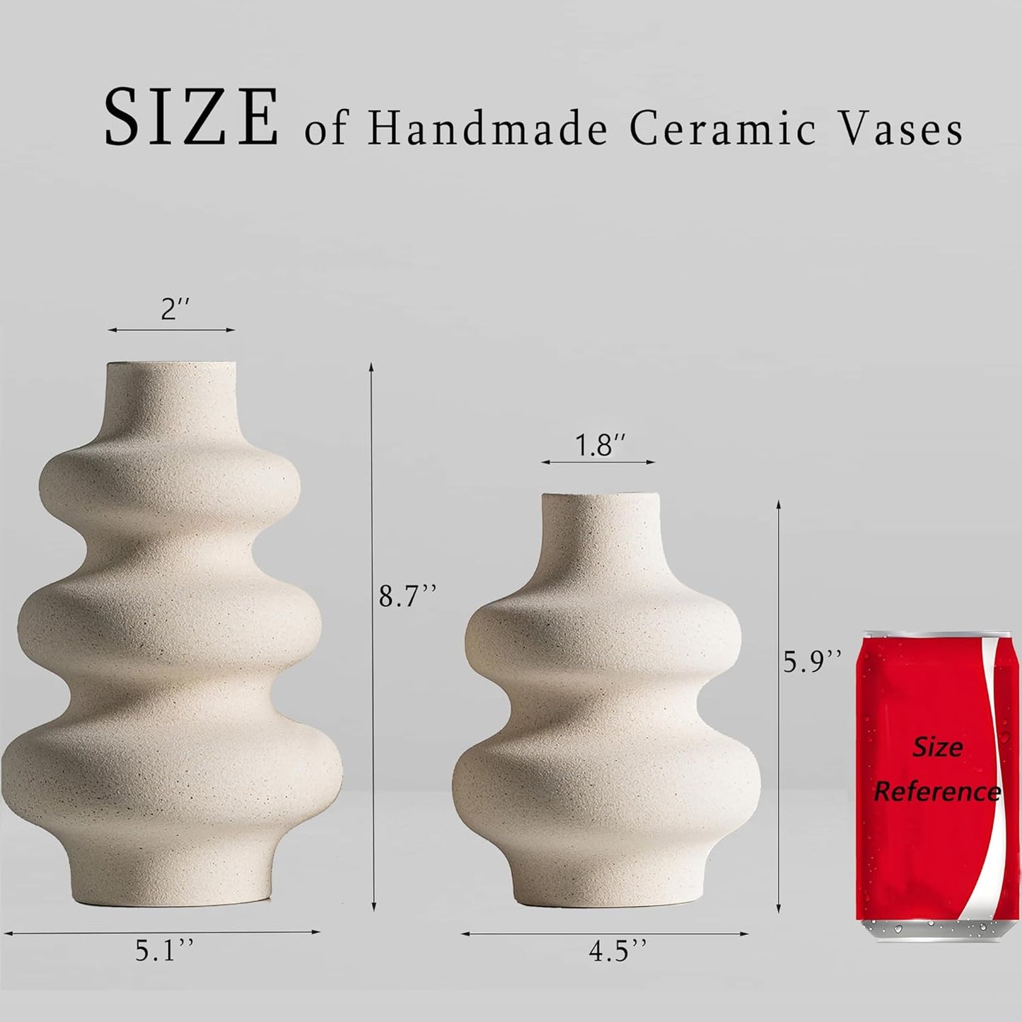 2-Piece Ceramic Vases Set, Modern Home Decor, Ivory White Round Vases, Modern Dried Flower Vases, Boho Home Decor for Wedding Centerpieces, Dinner Tables, Living Room, Office, Bedroom