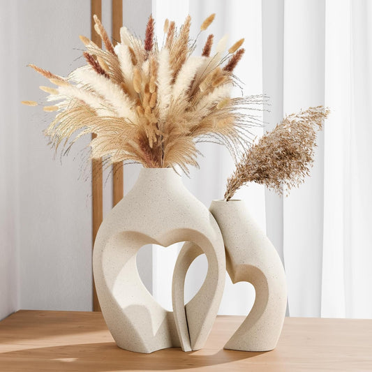 White Decorative Vases, Set of Heart Shaped Ceramic Vases, Heart Shaped Vases, Simple Decorative Vase for Table Centerpiece, Wedding, Living Room, Office or Home